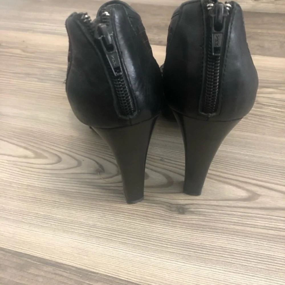 Franco‎ Sarto Diamond Laser Cut Ankle Black Heels